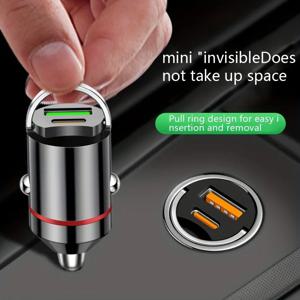 100W USB 차량용 충전기 듀얼 포트 고속 충전 차량용 휴대폰 충전 어댑터 (아이폰, 샤오미, 삼성, C타입 차량 시거잭용)