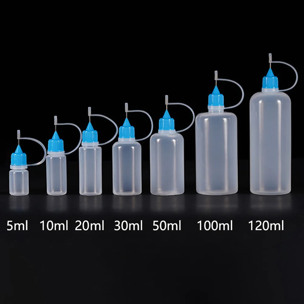 5ml 10ml 20ml 30ml 100ml 120ml PE 플라스틱 짜기 팁 애플리케이터 병 바늘 팁 캡이있는 리필 형 Dropper 오일 병