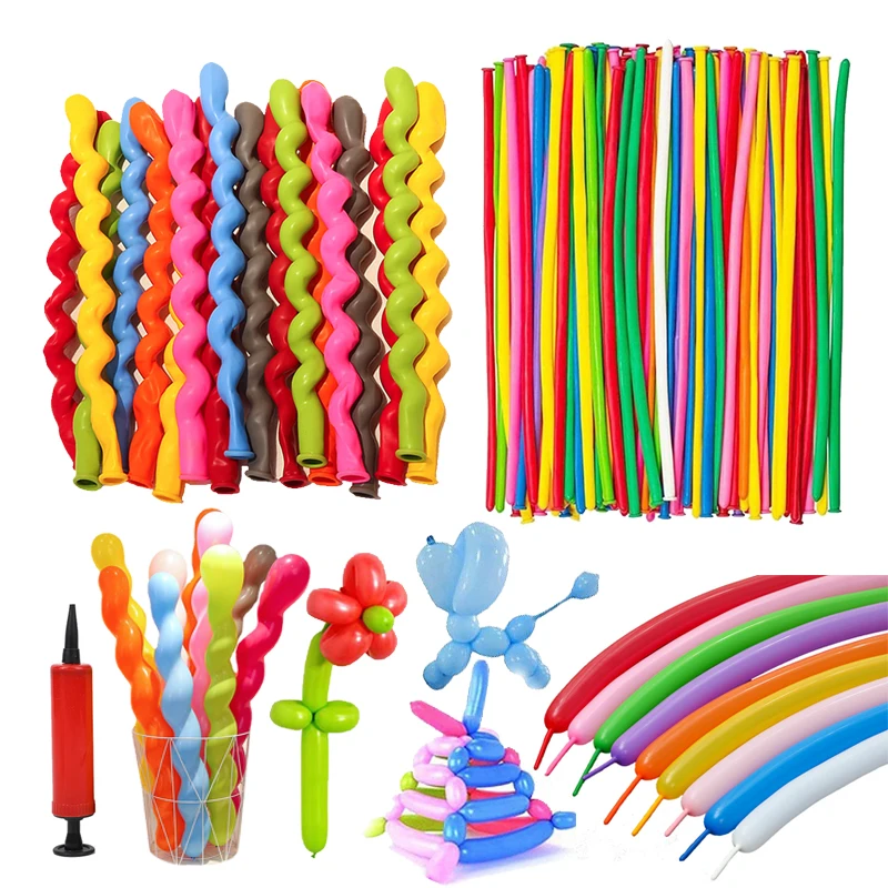 50/100pcs 풍선 긴 스트립 나선형 스타일 컬러 라텍스 수집 파티 생일 웨딩 장식 풍선 디자인 팽창기 TMZ
