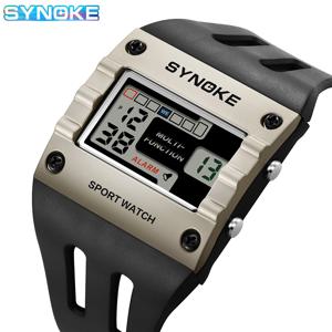 SYNOKE 남성용 디지털 스포츠 전자 시계, 방수 야광 대형 스크린, 사각형 학생 시계, 야외 새로운 색상 트렌드
