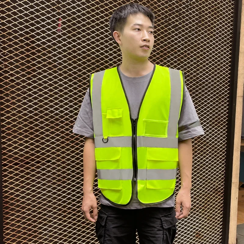 높은 가시성 노동 보호 조끼, 작업복, 오토바이 및 자전거 스포츠 야외 안전복, 눈길을 끄는 재킷