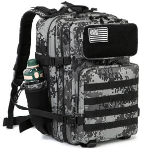 45L 전술 배낭 생존 가방 사냥 MOLLE 배낭 체육관 남성용 EDC 야외 하이킹 배낭 마녀 병 홀더
