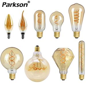 레트로 에디슨 E27 E14 LED 전구 220V 다이아몬드 사랑 ST64 A60 G80 G95 G125 T185 빈티지 유리 전구 램프 홈 장식 조명
