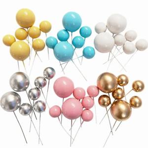20Pcs 케이크 토퍼 골드 실버 공 생일 축하 케이크 토퍼 DIY 컵케익 플래그 크리스마스 공 웨딩 장식 생일 장식