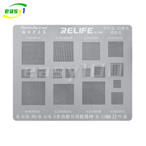 RELIFE 다목적 BGA 스텐실 0.3/0.35/0.4/0.5/병렬/45도 구멍 범용 솔더 BGA Reballing 스텐실 솔더 네트