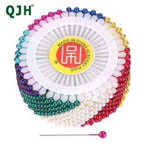480Pcs 바느질 핀 스트레이트 핀 헤드 핀 다채로운 흰색 라운드 진주 머리 양재 퀼트 핀 바느질 액세서리 공예