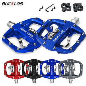 BUCKLOS 자전거 용 Mtb 페달 이중 기능 산악 자전거 페달 플랫폼 클립 플랫 페달 SPD MTB 자전거 패들 자전거 부품에 적합
