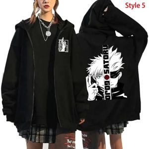 가을 지퍼 자켓 애니메이션 Satoru Gojo 인쇄 지퍼가 달린 까마귀 streetwear 남성 여성 스웨터 하라주쿠 남여 캐주얼 의류