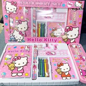 14PCS Sanrio 헬로 키티 편지지 세트 만화 패턴 학생 문구 선물 상자 슈퍼 편지지 선물 팩 어린이 선물