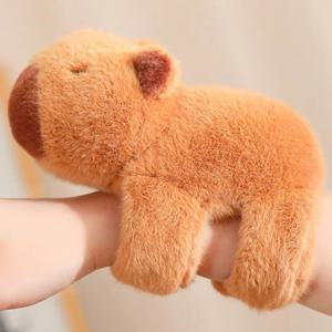 Capybara 플러시 아빠 서클 시뮬레이션 애니메이션 푹신한 박제 동물 손목 포옹 플러시 부드러운 인형 생일 십대 선물 완구