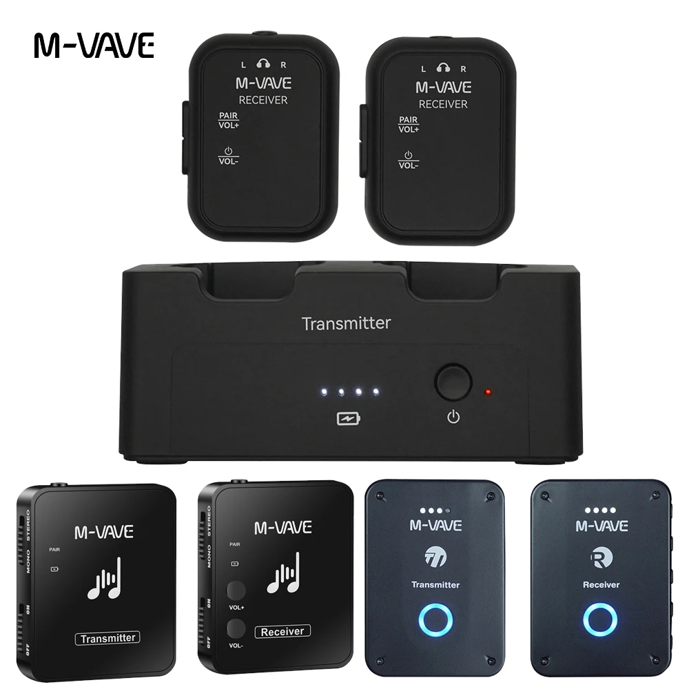 M-VAVE 2.4GHz 무선 이어폰 모니터 전송 시스템 WP-9/WP-10/WP-12 지원 스테레오 모노 음소거 기능 레코더