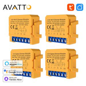 AVATTO Tuya WiFi/ZigBee 스마트 조광기 스위치 모듈, 1/2 웨이 제어 LED 조명 디밍 가능 스위치는 Alexa Google 홈과 함께 작동합니다.