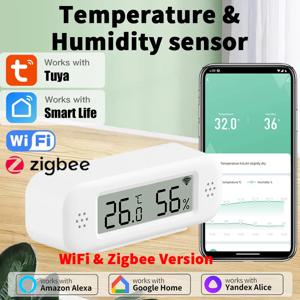 Tuya Zigbee WiFi 미니 온도 습도 스마트 홈 온도계 습도계 APP Google 홈 Yandex Alexa와 원격 작업