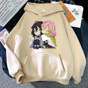 뜨거운 판매 가을, 겨울 패션 긴팔 야외 캐주얼 루즈 스웨터 애니메이션 Kanroji Mitsuri Iguro Obanai 인쇄 후드