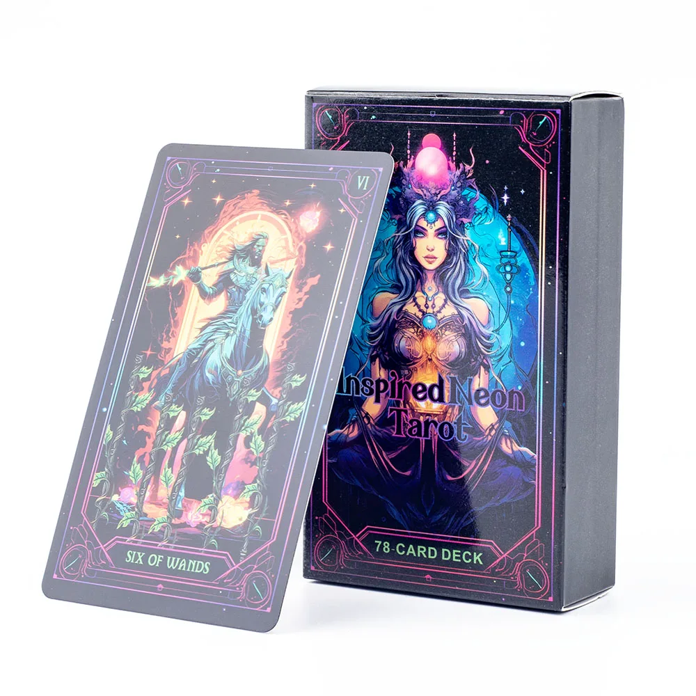 영감을 받은 네온 타로 카드 10.3*6Cm  English Visions Divination Edition 데크 보드 게임 78카드
