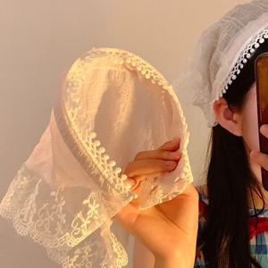 레이스 삼각형 머리 스카프, 사각형 머리띠, 터번 붕대, 반다나 머리띠, 여성용 머리띠, 머리 장식 액세서리