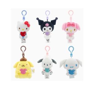 Sanrio 헬로 키티 플러시 작은 매력 내 멜로디 플러시 Kuromi Cinnamoroll 펜던트 Pompom Purin 인형 Pachacco 어린이 장난감 선물