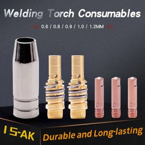 MB-15 MIG 용접 접촉 팁 15AK 0.6mm 0.8mm 0.9mm 1.0mm 1.2mm Rilon Riland Jasic 용접 용품 키트 용 보호 노즐
