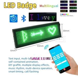 디지털 배지 다국어 LED USB 충전식, DIY 프로그래밍 가능, HD 텍스트 이름 배지 스크롤링, LED 태그 사인 모듈 디스플레이 조명