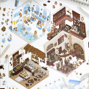 Mr. Paper, 2개/팩, PET 스티커 팩, 스크랩북 장식 재료, 베이커리, 서점, 스테이션 조경 스티커 선물