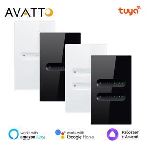 AVATTO Tuya WiFi/ZigBee 1/2 Gang 스마트 조광기 스위치 조광기 전등 스위치 터치 패널 조명 밝기 조정, Alexa Google 홈