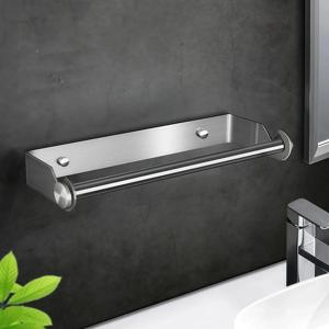 1pc 304 스테인레스 스틸 티슈 홀더 주방 욕실 펀칭 없음 종이 롤러 플라스틱 포장 주방 종이 타월 보관 랙