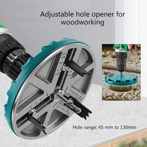 조정 가능한 원형 구멍 톱 도구, 조정 가능한 구멍 톱 직경 45mm-130mm 목공 절단 도구 구멍 오프너