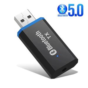 TV PC 헤드폰용 블루투스 송신기 5.0 EDR 오디오 어댑터, 3.5mm 잭 AUX USB 스테레오 음악 무선 어댑터 플러그 앤 플레이