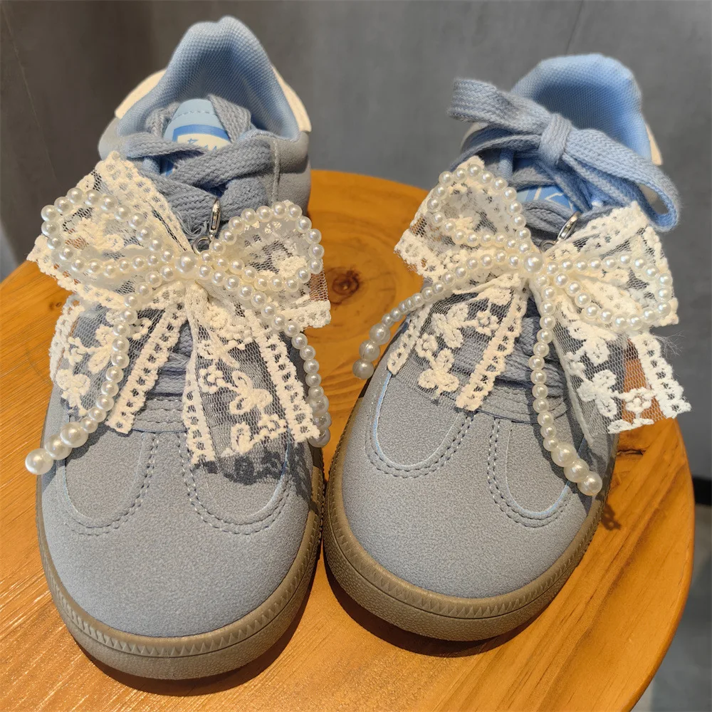 패션 레이스 진주 활 신발 끈, 운동화 장식, 꽃 버클 프리미엄 장식 신발 참 액세서리