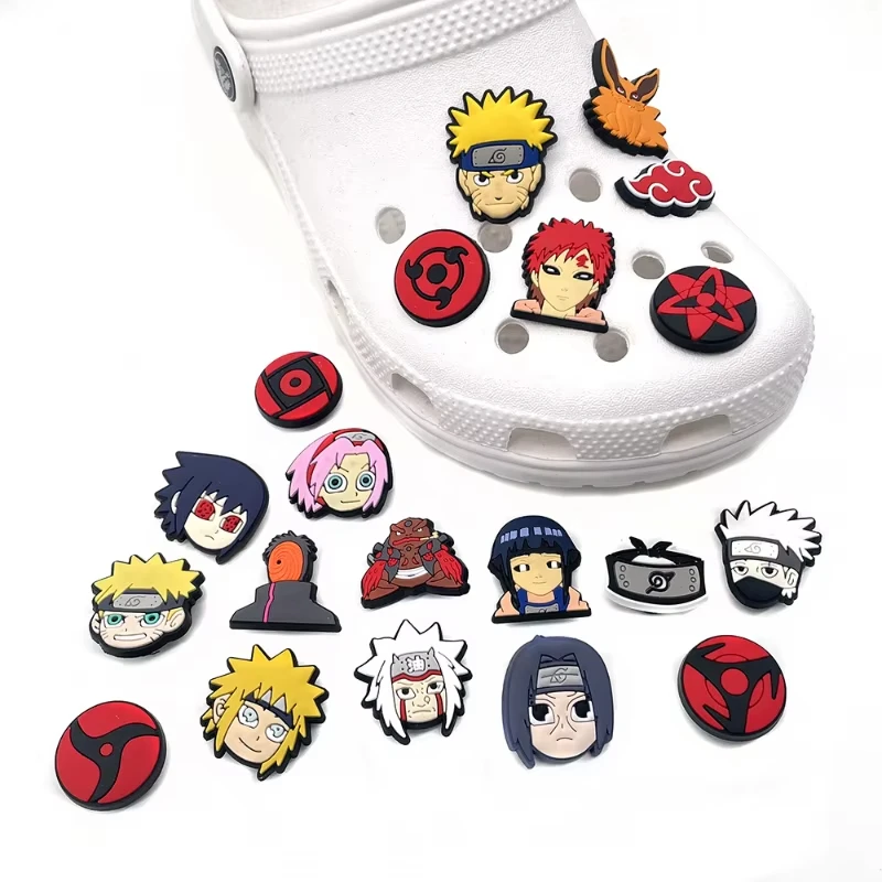 20PCS 신발 장식 Kakashi Itachi 애니메이션 신발 참 정원 신발 액세서리 버클 맞는 나막신 장식 샌들 장식 선물