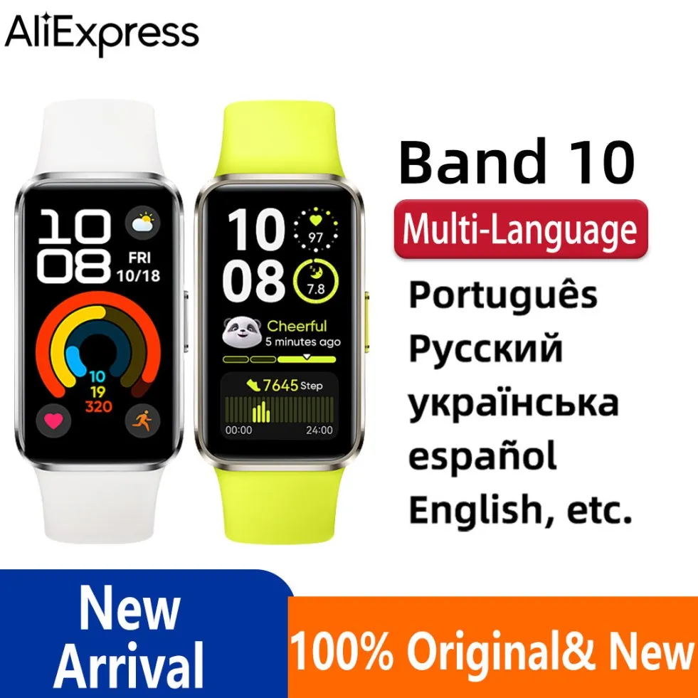 2025 새로운 HUAWEI Band 10 Smartwatch Original IOS 및 Android와 호환 가능, 수면 추적, 건강 모니터, 14일 배터리 리튬