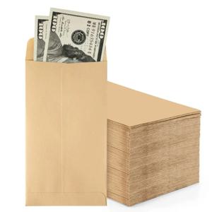 20pcs 셀프 씰링 갈색 현금 봉투 봉투 새해 축제 현금 봉투 예산 및 선물용 작은 크래프트 돈 주머니