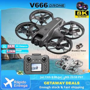 V666 미니 RC 드론 WiFi 8K HD 듀얼 카메라 6축 헤드리스 모드 헬리콥터 180 °   플립 원격 제어 쿼드콥터 소년 장난감 선물 UAV