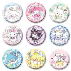 Sanrio 애니메이션 피규어 헬로 키티 Kuromi 귀여운 라운드 브로치 배지 냉장고 자석 키 체인 거울 58mm 쥬얼리 액세서리