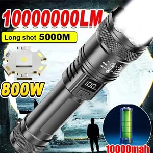 높은 강력한 전원 Led 손전등 2000LM 전술 토치 디스플레이 빛 USB 충전 캠핑 낚시 비상 줌 랜턴