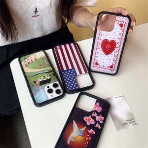 패션 플로럴 버드 러브 귀여운 폰 케이스 (아이폰 16 Pro, 15 Plus, 14, 12, 13 Pro Max 용) 체인 포함 와일드 플라워 하드 케이스