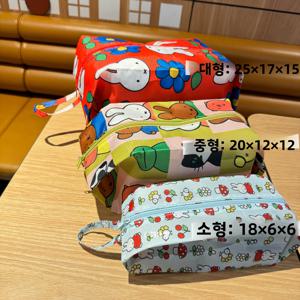귀여운 만화 인쇄 여행 저장 가방 세트 휴대용 세면 용품 가방 화장품 가방 주최자 3pcs 일본식 가정용 저장