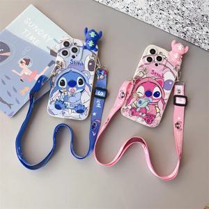 아이폰 15 13 12 14 16 11 X XS XSMAX PLUS Pro Max용 스티치 디자인 젖꼭지 모양 폰 케이스 (충격 방지, 홀더 로프 포함)