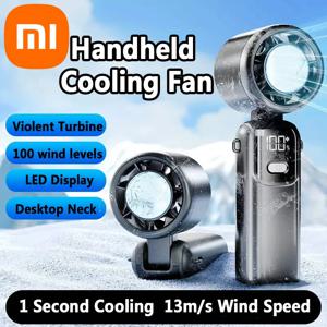 Xiaomi 얼음 압축 휴대용 팬 휴대용 야외 Usb 디지털 디스플레이 접이식 냉동 고속 폭력 터빈 소형 팬