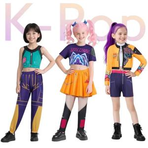 2025년 신작 영화 K팝 미라 루미 조이 데몬 헌터즈 코스프레 의상 (여아용) 할로윈 무대 3D 프린팅 패턴 롤플레잉 의상