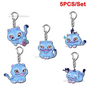 5PCS KPop 악마 사냥꾼 호랑이 열쇠 고리 아크릴 열쇠 고리 펜던트 배낭 장식 만화 애니메이션 영화 팬 친구 사랑 선물