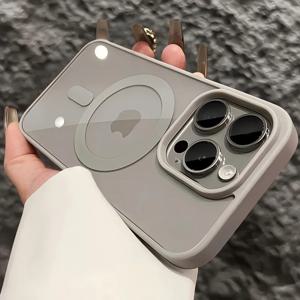 아이폰 17 Pro 16 15 14 Plus 13 12 11 Pro Max용 Magsafe 호환 고급 아크릴 마그네틱 투명 케이스 (슬림핏 무선 충전 지원)