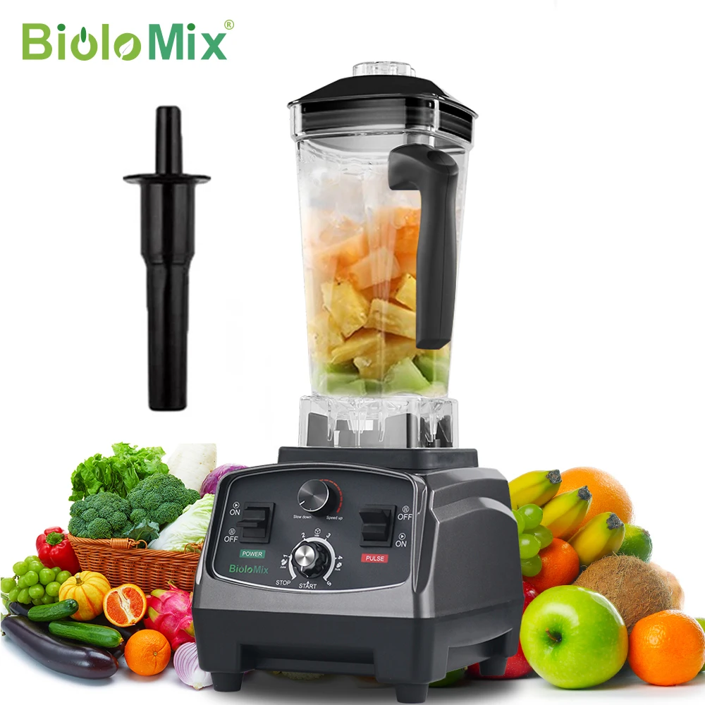 BioloMix 3HP 2200W 헤비 듀티 그레이드 타이머 블렌더 믹서 과즙 짜는기구 과일 푸드 프로세서 아이스 스무디 BPA 프리 2L 항아리