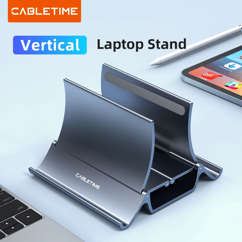 CABLETIME 수직 노트북 스탠드 열 방출 MacBook 표면 iPad 태블릿 스탠드 C418 용 미끄럼 방지 실리콘 중력 홀더