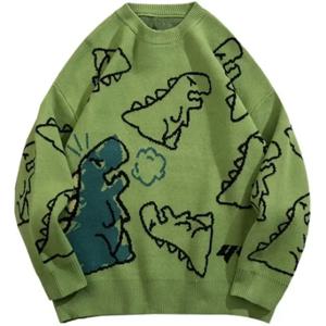 스웨터 남성 하라주쿠 스타일 니트 힙합 streetwear 공룡 만화 풀오버 특대 캐주얼 커플 o 넥 빈티지 스웨터