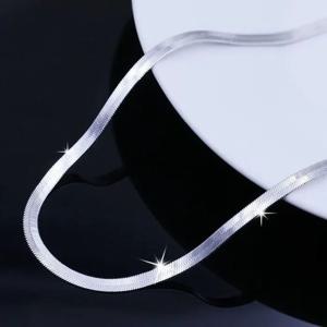 여성을위한 새로운 925 스털링 실버 고급 4MM 블레이드 체인 목걸이 남성 럭셔리 웨딩 파티 쥬얼리 가장 친한 친구 휴일 선물