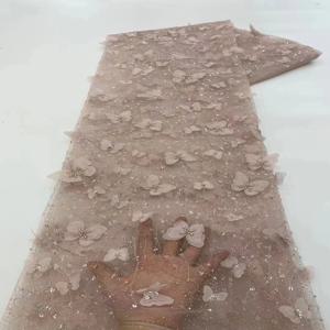 아프리카 3D 페르시 레이스 패브릭 럭셔리 신부 2025 고품질 나이지리아 Applique 결혼식 봉제에 대한 프랑스어 얇은 명주 그물 패브릭