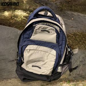 패치 워크 대비 색 Schoolbags streetwear 패션 캐주얼 여행 배낭 y2k 빈티지 배낭 여성 대학생