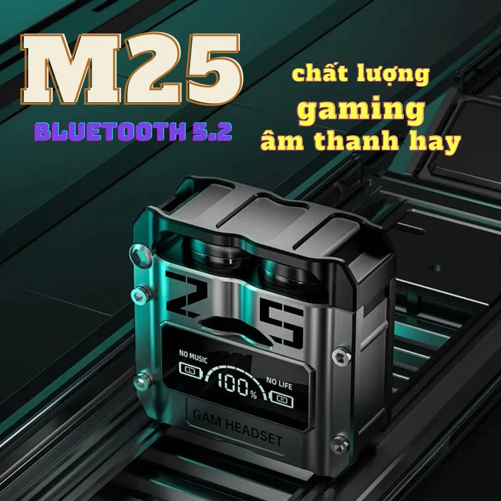 새로운 M25 TWS 무선 블루투스 호환 5.2 헤드셋 디지털 감소 이어폰 소음 디스플레이 Xiaomi iphone 용 게임용 Binaural