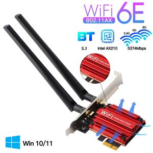 WiFi 6E 5400Mbps PCIe Wifi 어댑터 AX210 무선 네트워크 카드 AXE3000 BT5.3 Win 10/11 용 2.4/5/6GHz 5374Mbps MU-MIMO 802.11ax